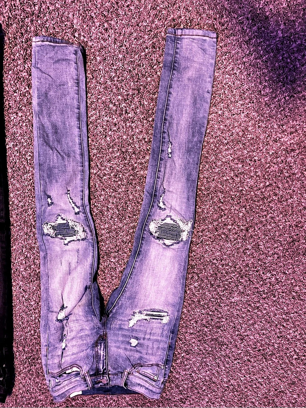mnml Skinny Distressed Denim Jeans in Blue Waist 28